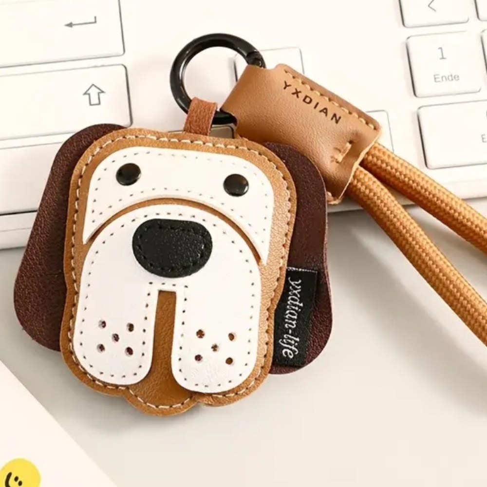 Boston Terrier Puppy Face Faux Leather Charm/Keychain - Picture 4 of 5